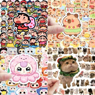 Set 100 Miếng dán Sticker Shin emoji DIY hình dán graffiti hoạt hình cute trang trí sổ tem dán
