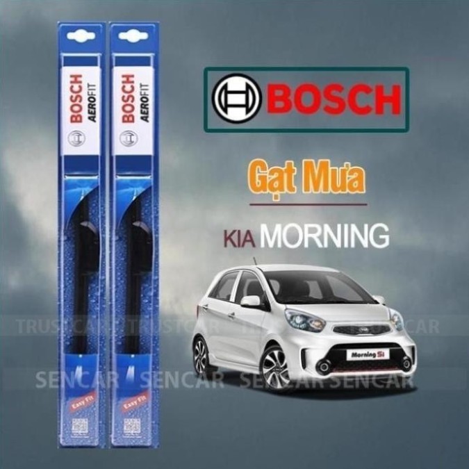 Gạt Mưa Xe Kia Morning Thương Hiệu BOSCH Aerofit Lưỡi Silicon Siêu Sạch + .