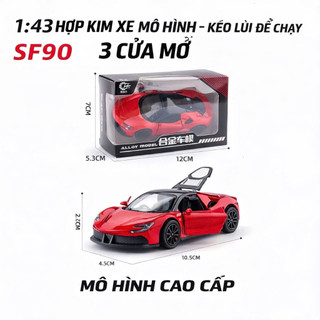 Xe Mô Hình Ferrari SF90 1:43 Hợp Kim Cao Cấp Kèm ABS - Mở Được 3 Cửa - Kéo Lùi Để Chạy- Siêu Xe Mini