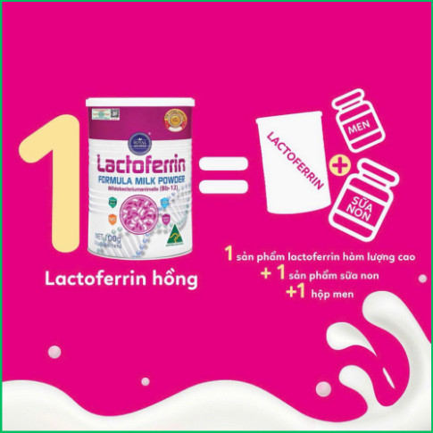 Chính Hãng -  Sữa Hoàng Gia Úc Lactoferrin hồng hộp 50 gói hỗ trợ bé tăng đề kháng ăn ngon tăng cân