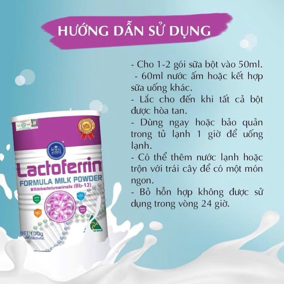 Chính Hãng -  Sữa Hoàng Gia Úc Lactoferrin hồng hộp 50 gói hỗ trợ bé tăng đề kháng ăn ngon tăng cân