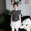 Áo Thun Babytee Cổ Tròn Viền Đen Ngắn Tay Phối Kẻ Vằn Nữ Tính Dáng Ôm Body
