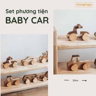 Bộ phương tiện BABY CAR, kèm hộp gỗ, combo đồ chơi Montessori, quà tặng sinh nhật Chàng Trai Gỗ