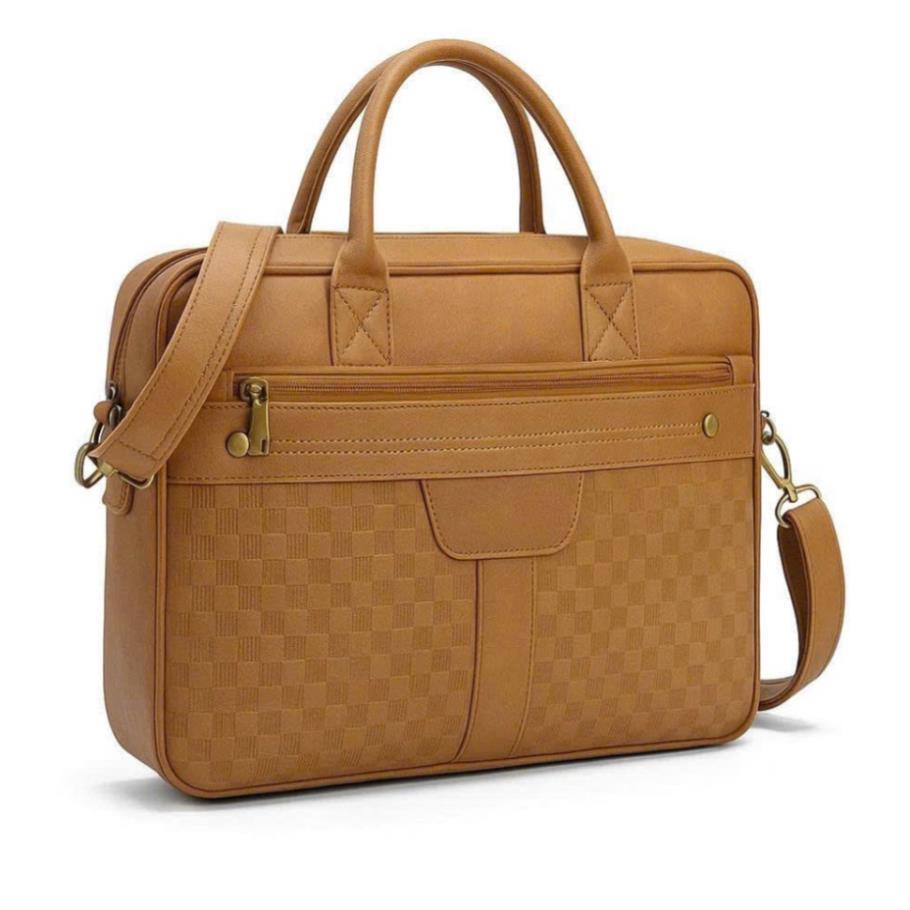 [MoonLeather] Cặp xách cao cấp dập vân caro MoonLeather thanh lịch sang trọng_ZKC18