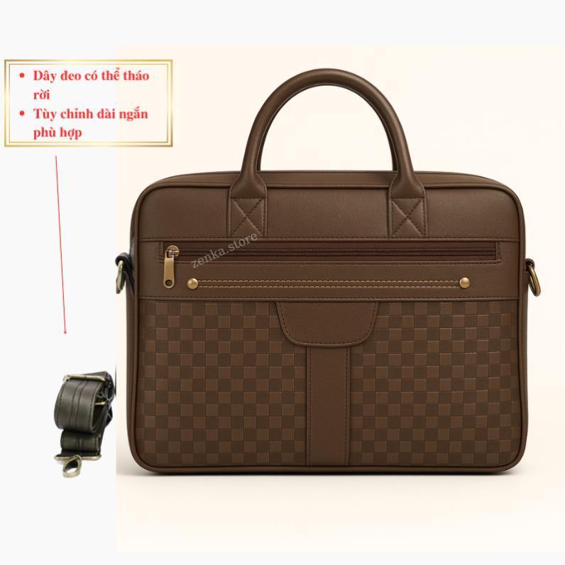 [MoonLeather] Cặp xách cao cấp dập vân caro MoonLeather thanh lịch sang trọng_ZKC18