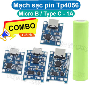 [Combo-Giá rẻ] (10 cái) Mạch Sạc Pin TP4056 cổng USB micro B / Type C (Có / Không IC bảo Vệ )