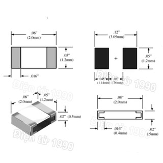 [Combo-Giá rẻ] (500 cái) điện trở dán 0805 - giá trị 0R đến 120R, ±1%