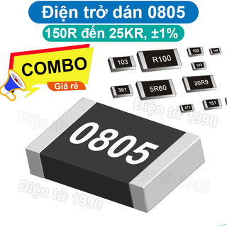 [Combo-Giá rẻ] (500 cái) điện trở dán 0805 - giá trị 150R đến 25KR, ±1%