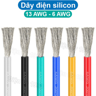 (1 mét) Dây điện silicon mềm dẻo chống cháy công suất lớn 6AWG - 13AWG