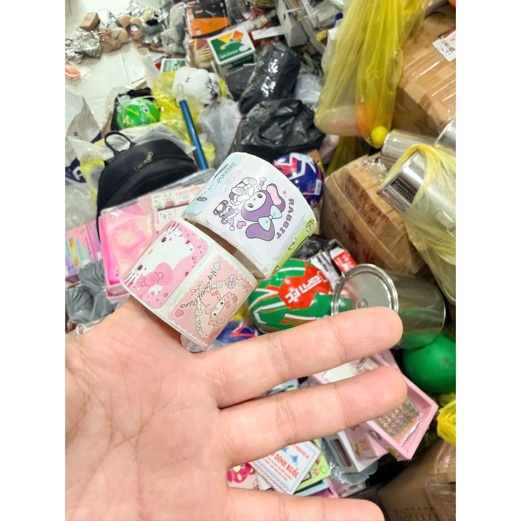 Cuộn 60 miếng dán hoạt hình ngộ nghĩnh tem dán sticker gói hàng phụ kiện quà tặng