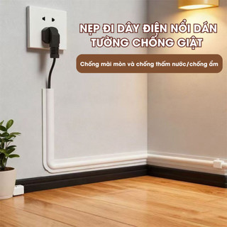 Nẹp đi dây điện nổi dán tường bảo vệ dây điện, Vỏ bọc bảo vệ dây cáp chống điện, đứt gãy và chống cháy Ngói NDĐ01