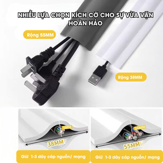 Nẹp đi dây điện nổi dán tường bảo vệ dây điện, Vỏ bọc bảo vệ dây cáp chống điện, đứt gãy và chống cháy Ngói NDĐ01