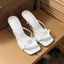 Dép Cao Gót Nữ 8cm Mũi Vuông Cone Heel – Thiết Kế Sang Trọng, Quai Bảng Nơ Trái Tim Vải Lụa Tôn Dáng