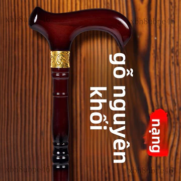 Gậy chống cho người già, gậy đi bộ bằng gỗ nguyên khối, gậy gỗ bốn chân chống trượt, gậy đi bộ nhẹ cho người già, gậy đi