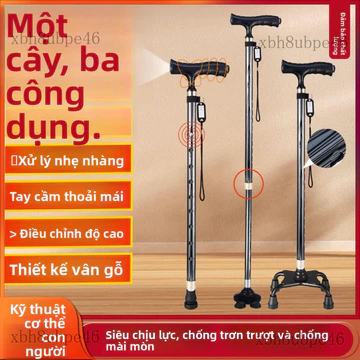 Gậy chống cho người già, gậy đi bộ cho người già, gậy chống bốn chân cho người già, gậy hợp kim nhôm đa chức năng nhẹ, c