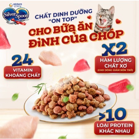 Hạt Silver Spoon cho mèo mọi lứa tuổi 1kg, chống nôn trớ 800g