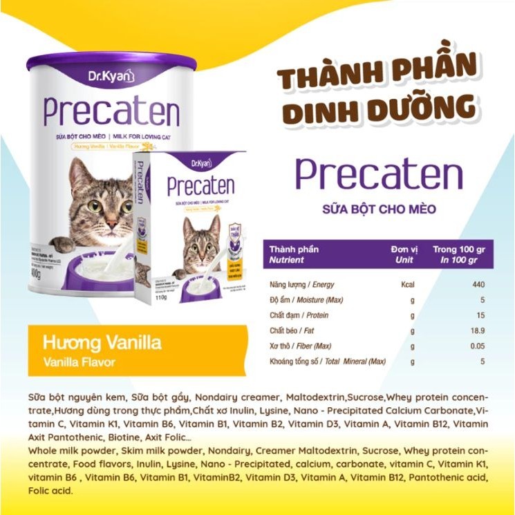 [COMBO] Sữa Bột Cho Mèo Precaten Cho Mèo Con Sơ Sinh, Mèo Mang Thai, Thiếu Chất Dinh Dưỡng DrKyan