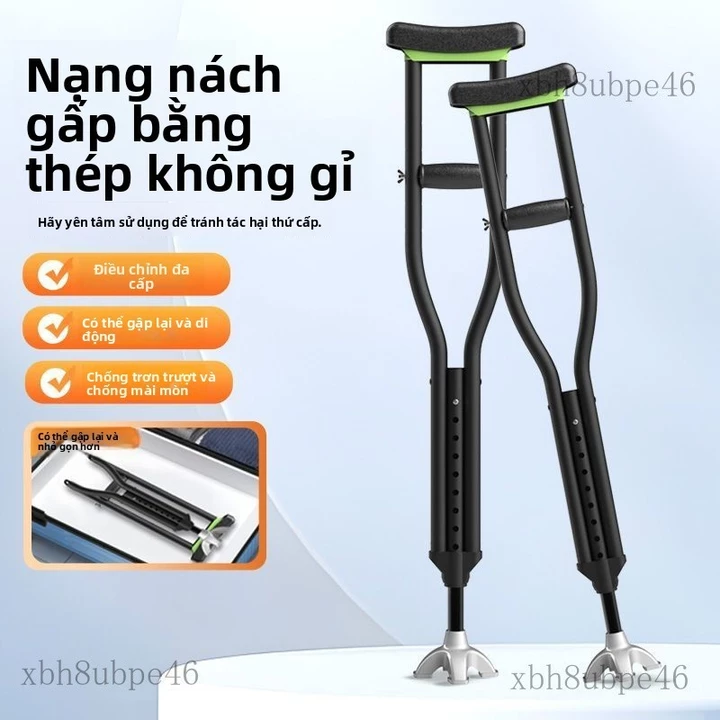 Nạng gấp y tế hỗ trợ đi lại phục hồi chức năng, chuyên dụng cho người bị gãy xương, nạng đôi, nạng nách, nạng đôi chống