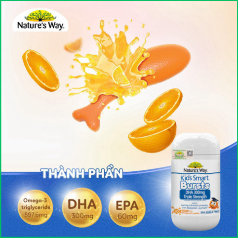 Chính hãng nhập khẩu- DHA Tú Tài Nature's Way - DHA 300mg Bổ Sung Dầu Cá Cô Đặc Omega 3 RTG Hàm Lượng Cao Cho Bé 50 viên