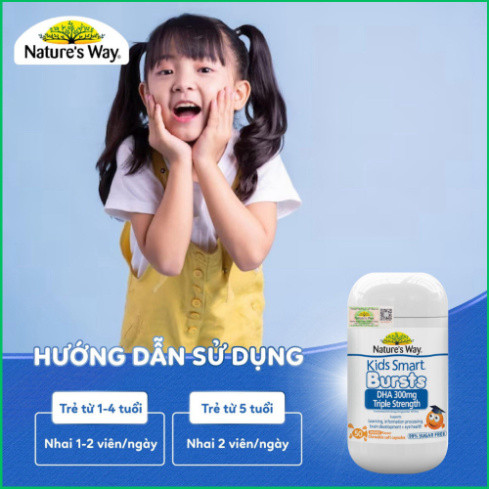 Chính hãng nhập khẩu- DHA Tú Tài Nature's Way - DHA 300mg Bổ Sung Dầu Cá Cô Đặc Omega 3 RTG Hàm Lượng Cao Cho Bé 50 viên