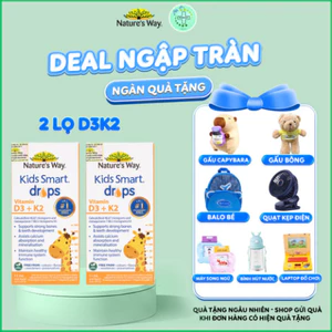 Chính Hãng - Vitamin D3k2 Organic Nature's Way, D3K2 Cho Trẻ Sơ Sinh Với Thành Phần Hoa Hướng Dương Organic Hộp 11ml