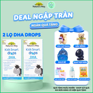 Chính hãng Nhập khẩu - Bộ sản phẩm 2 Hộp DHA Nature's Way Kids Smart Drops DHA Giọt, Tăng IQ & Thị Lực Cho Bé 20ml