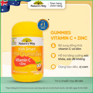Kẹo Dẻo Vi Chất Nature's Way Kids Smart Vita Gummies Vitamin C+ZinC – Bổ sung kẽm và vitamin C tăng sức đề kháng