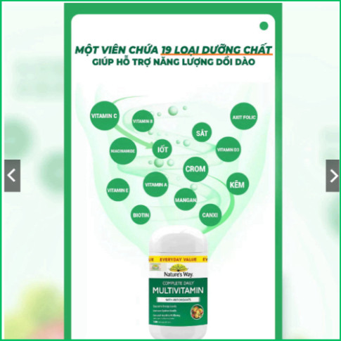Vitamin Tổng Hợp Nature's Way Complete Daily Multivitamin - Hộp 100 Viên - Bổ Sung Vitamin và Khoáng Chất Cần Thiết