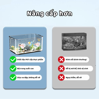 Bể Cá Nhựa Trong Suốt Bể Cá Chữ Nhật Size Lớn Chống Rơi Vỡ Trang Trí Phòng Khách, Văn Phòng Ngói - BCN03