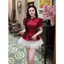 Set váy style thời trang nữ trẻ trung chất áo gấm cổ trụ chiết eo nhẹ xẻ vạt 2 bên mix chân váy 2 lưới ngắn xòe có lót
