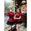 Set váy style thời trang nữ trẻ trung chất áo gấm cổ trụ chiết eo nhẹ xẻ vạt 2 bên mix chân váy 2 lưới ngắn xòe có lót