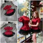 Set váy style thời trang nữ trẻ trung chất áo gấm cổ trụ chiết eo nhẹ xẻ vạt 2 bên mix chân váy 2 lưới ngắn xòe có lót