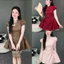 Đầm cổ tàu dáng xoè tùng rộng chất vài xược hàn có mocking sau hàng đẹp thiết kế chuẩn