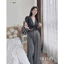 Set bộ nữ thời trang cao cấp áo lụa sọc eo bo chun quần suông ống rộng tuyết mưa mặc vào nhìn dáng cao thanh lịch