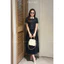 Set đồ nữ áo thủy thủ và chân váy xếp ly chất xước hàn dập bông sang chảnh thích hợp đi làm đi chơi