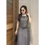 Set đồ nữ áo thủy thủ và chân váy xếp ly chất xước hàn dập bông sang chảnh thích hợp đi làm đi chơi