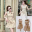 Đầm thời trang nữ phong cách thanh lịch chất kaki không tay cổ sơmi cột eo tạo điểm nhấn váy dáng mini xòe