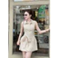 Đầm thời trang nữ phong cách thanh lịch chất kaki không tay cổ sơmi cột eo tạo điểm nhấn váy dáng mini xòe