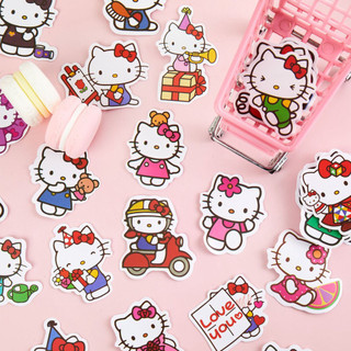 Set 100 sticker mèo nhỏ nơ hồng xin chào dễ thương trang trí điện thoại laptop sổ tay quà tặng
