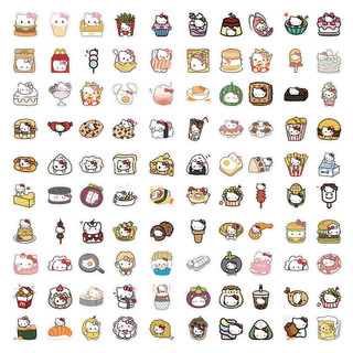 Set 100 sticker mèo nhỏ nơ hồng xin chào dễ thương trang trí điện thoại laptop sổ tay quà tặng