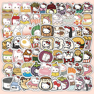 Set 100 sticker mèo nhỏ nơ hồng xin chào dễ thương trang trí điện thoại laptop sổ tay quà tặng