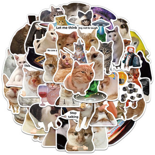 Set 10/20/50 cái sticker chống nước MÈO UIA MÈO MEME NGẠC NHIÊN KHÓC HỀ CHÚA DỄ THƯƠNG HÀI HƯỚC dán mũ bảo hiểm laptop