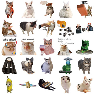 Set 10/20/50 cái sticker chống nước MÈO UIA MÈO MEME NGẠC NHIÊN KHÓC HỀ CHÚA DỄ THƯƠNG HÀI HƯỚC dán mũ bảo hiểm laptop