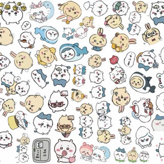 100 Miếng dán Sticker CHIIKAWA usagi emoji DIY hình dán graffiti chiikawa hoạt hình cute trang trí sổ nhãn dán