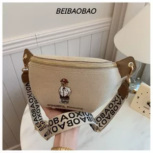 Túi Bao Tử BeiBaoBao Logo Thêu Gấu Cao Cấp Chính Hãng 8390