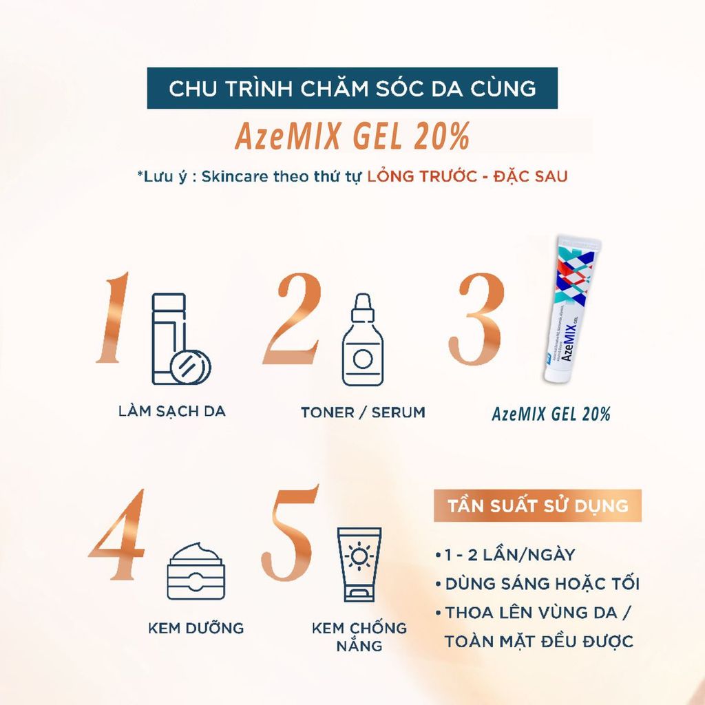 Azemix Gel Tuýp Nhỏ 20g – Hỗ Trợ Làm Sáng Da, Mờ Thâm, Cải Thiện Da Mụn