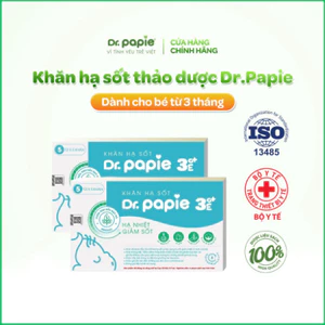 Combo 2 hộp Khăn hạ sốt Dr.Papie 3mo+ hạ sốt vật lý chuẩn Nhi khoa ngăn ngừa co giật cho bé từ 3 tháng (25 khăn/hộp)