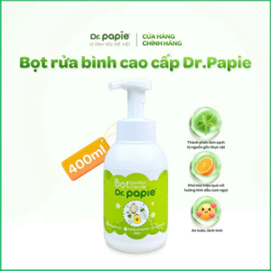 Bọt rửa bình cao cấp Dr.Papie hệ bọt sinh học an toàn lành tính, hương cam ngọt thiên nhiên khử mùi tốt 400ml/chai