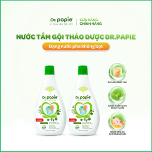 Combo 2 chai Nước tắm thảo dược Dr.Papie SIZE LỚN TIẾT KIỆM giúp giảm rôm sảy an toàn cho bé sơ sinh (500ml/chai)