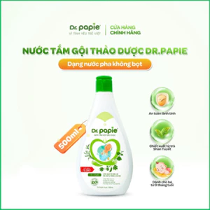 Nước tắm thảo dược Dr.Papie chiết xuất trà Shan Tuyết, hỗ trợ giảm rôm sảy mẩn ngứa, an toàn cho bé sơ sinh 500ml/chai